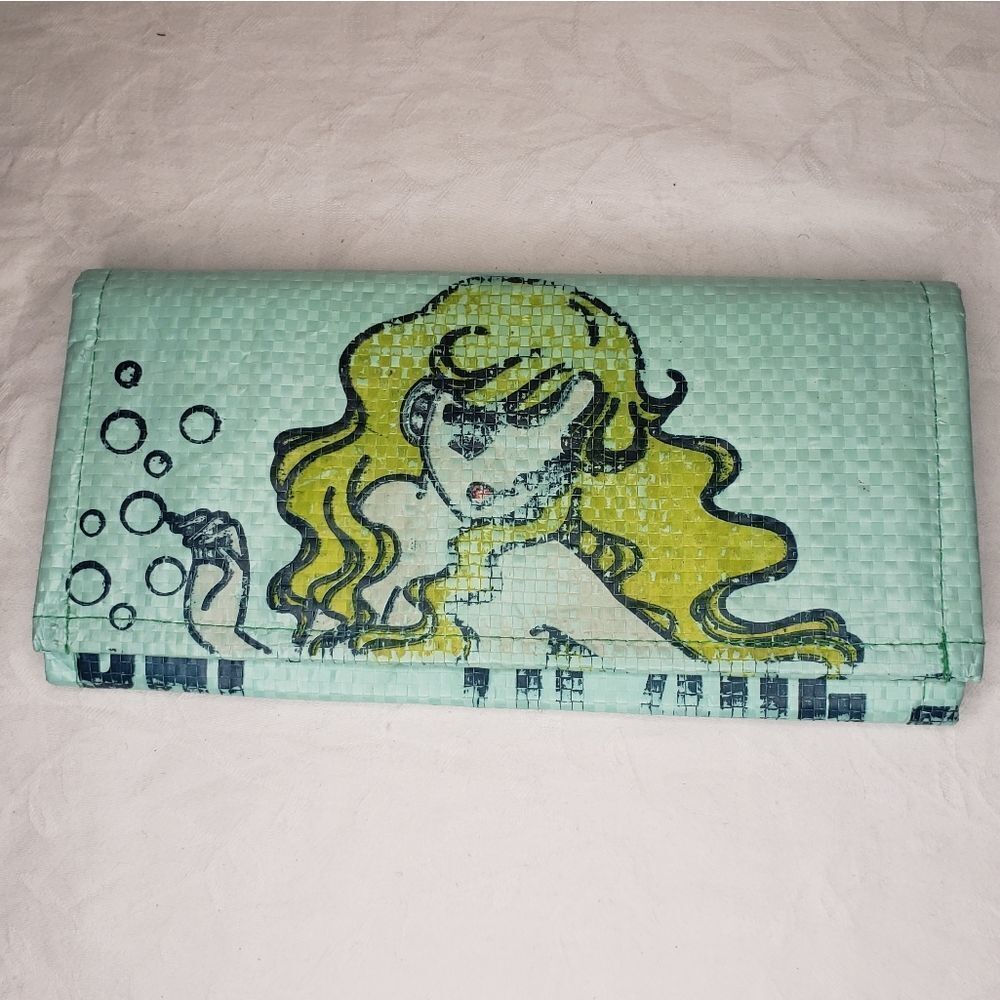 Aquamarine mermaid burlap wallet